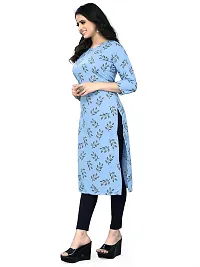 Stylish Blue American Crepe Stitched Kurta For Women-thumb1