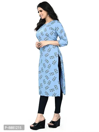 Stylish Blue American Crepe Stitched Kurta For Women-thumb2