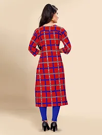 Ms Vhck Enterprise Women For Stylish Latest Printed Crepe A-Line Kurti Kurtis Kurta Red,Blue-thumb1