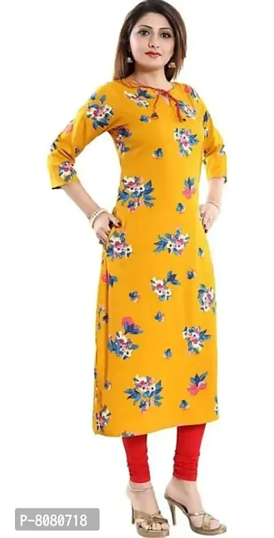 Stylish Yellow Crepe Stitched Kurta For Women-thumb3