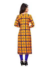 Ms Vhck Enterprise Women For Stylish Latest Printed Crepe A-Line Kurti Kurtis Kurta Yellow-thumb3