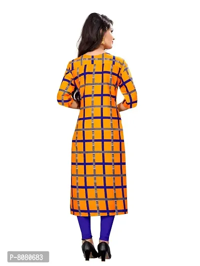 Ms Vhck Enterprise Women For Stylish Latest Printed Crepe A-Line Kurti Kurtis Kurta Yellow-thumb4