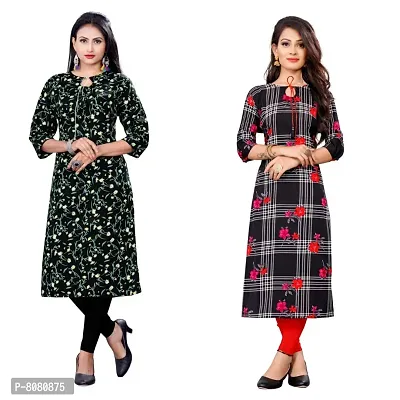 Ms Vhck Enterprise Women For Stylish Latest Printed Crepe A-Line Kurti Kurtis Kurta