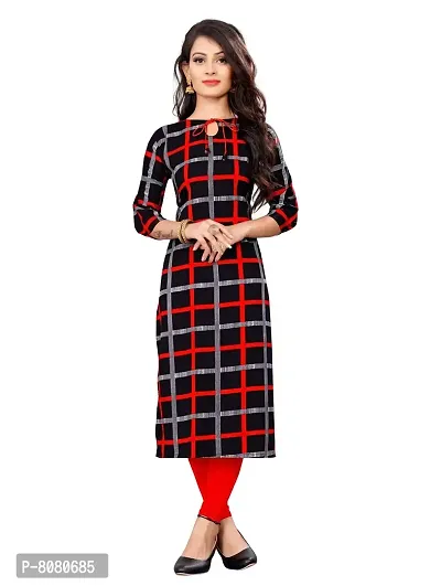 Stylish Black Crepe Stitched Kurta For Women-thumb0