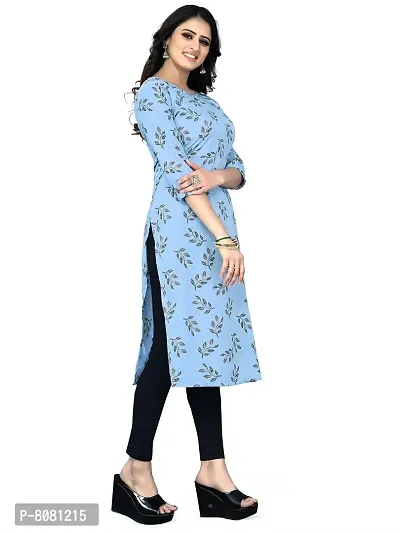 Stylish Blue American Crepe Stitched Kurta For Women-thumb3