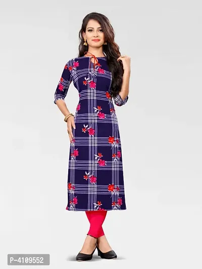 Multicoloured American Crepe Checked Kurtas For Women