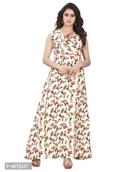 Multicoloured Poly Crepe Printed Ethnic Gowns For Women-thumb0