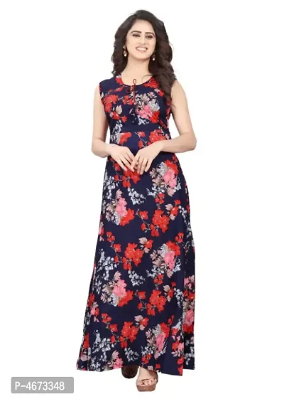 Multicoloured Poly Crepe Printed Ethnic Gowns For Women