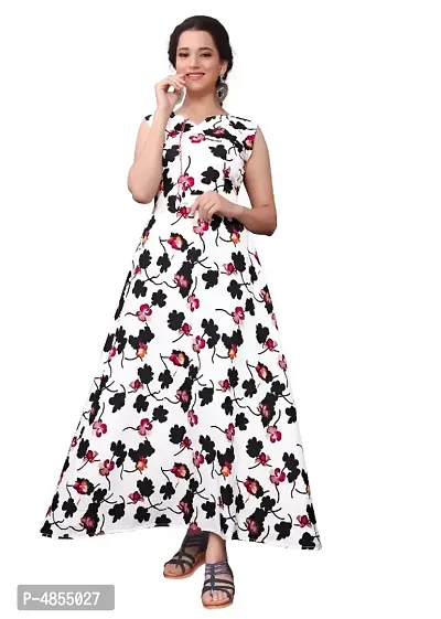 Women's American Crepe Digital Print Sleeveless Gown