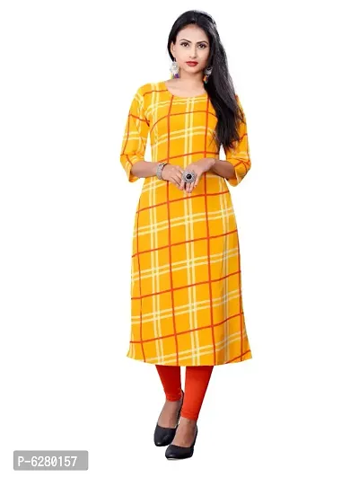 Stylish Yellow Crepe Stitched Kurta For Women-thumb0