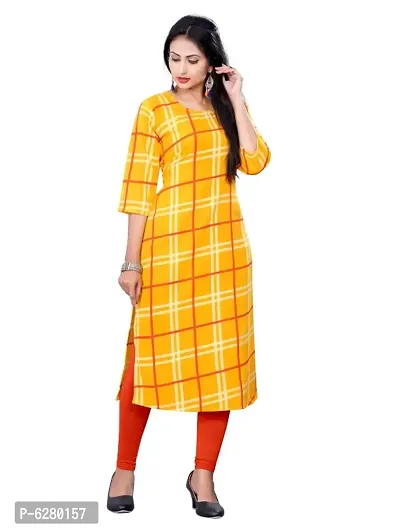 Stylish Yellow Crepe Stitched Kurta For Women-thumb2