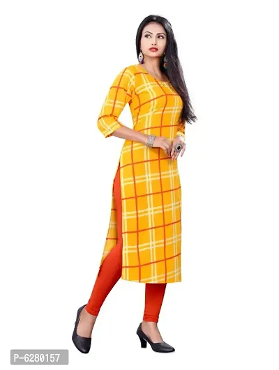 Stylish Yellow Crepe Stitched Kurta For Women-thumb3