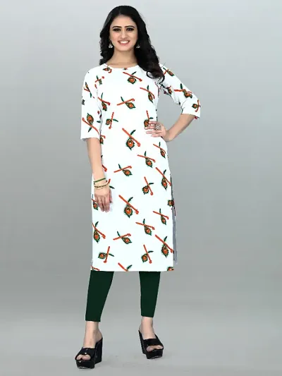 Women Printed Crepe Straight Kurtis