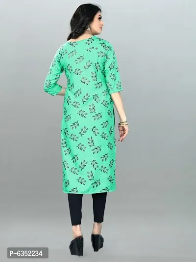 Green Crepe Printed Kurtas For Women-thumb4