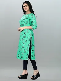 Green Crepe Printed Kurtas For Women-thumb4