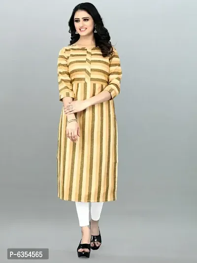 Yellow Cotton Woven Design Kurtas For Women