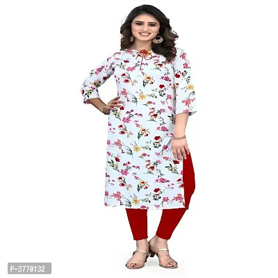 White Crepe Printed Kurtas For Women-thumb4