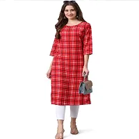 Red American Crepe Checked Kurtas For Women-thumb4