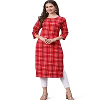 Red American Crepe Checked Kurtas For Women-thumb1