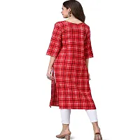 Red American Crepe Checked Kurtas For Women-thumb2