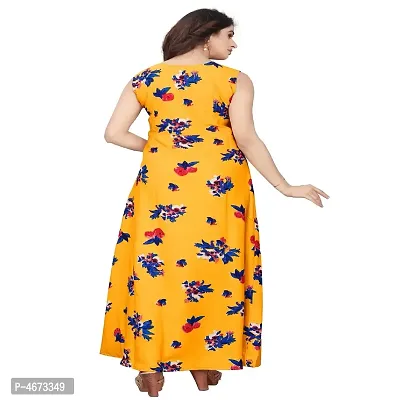 Yellow Poly Crepe Printed Ethnic Gowns For Women-thumb2