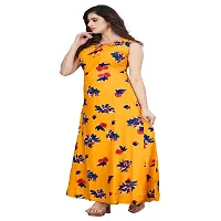 Yellow Poly Crepe Printed Ethnic Gowns For Women-thumb2