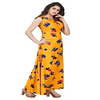 Yellow Poly Crepe Printed Ethnic Gowns For Women-thumb3