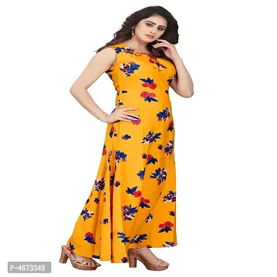 Yellow Poly Crepe Printed Ethnic Gowns For Women-thumb4