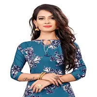 Blue American Crepe Floral Print Kurtas For Women-thumb2