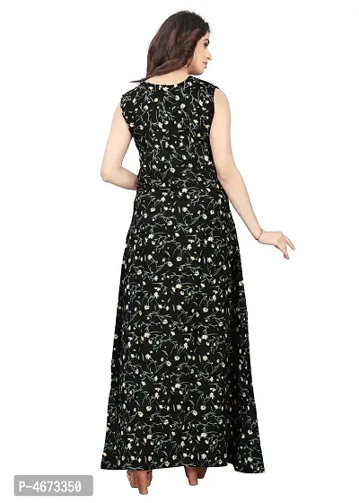 Black Poly Crepe Printed Ethnic Gowns For Women-thumb2