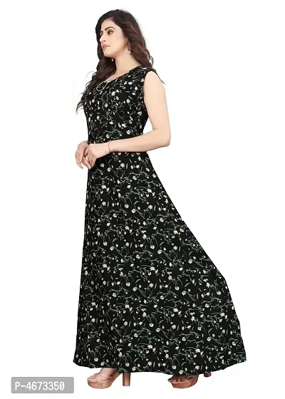 Black Poly Crepe Printed Ethnic Gowns For Women-thumb4