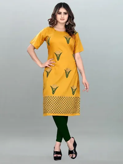 Stylish Crepe Printed Straight Kurtis