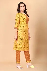 Women Cotton Blend Traditional Straight Printed Kurta and Pant Set-thumb2