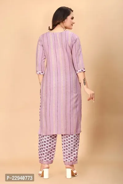 Women Cotton Blend Traditional Straight Printed Kurta and Pant Set-thumb3