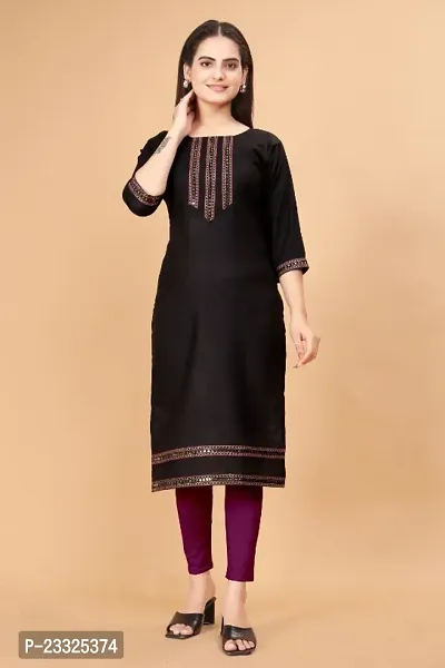 Women Cotton Blend Embroidery Straight Kurta For Women-thumb2