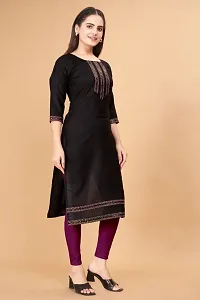 Women Cotton Blend Embroidery Straight Kurta For Women-thumb2