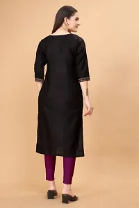 Women Cotton Blend Embroidery Straight Kurta For Women-thumb3