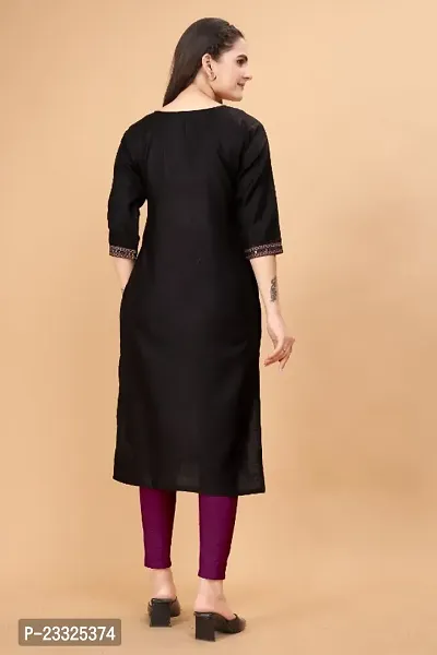 Women Cotton Blend Embroidery Straight Kurta For Women-thumb4