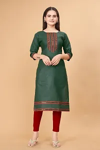 Stylish Green Cotton Blend Stitched Kurta For Women-thumb1