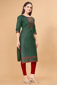 Stylish Green Cotton Blend Stitched Kurta For Women-thumb3