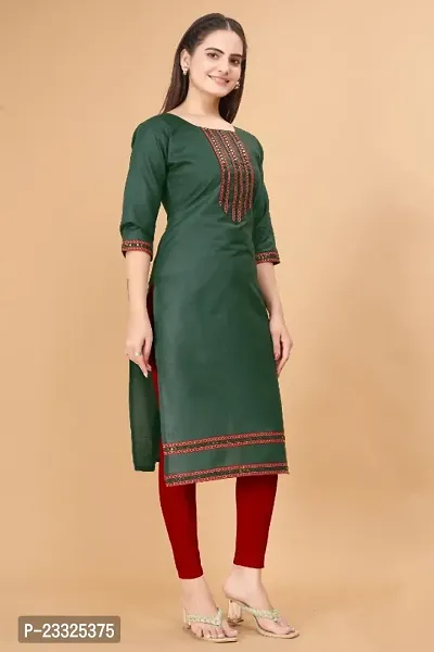 Stylish Green Cotton Blend Stitched Kurta For Women-thumb4