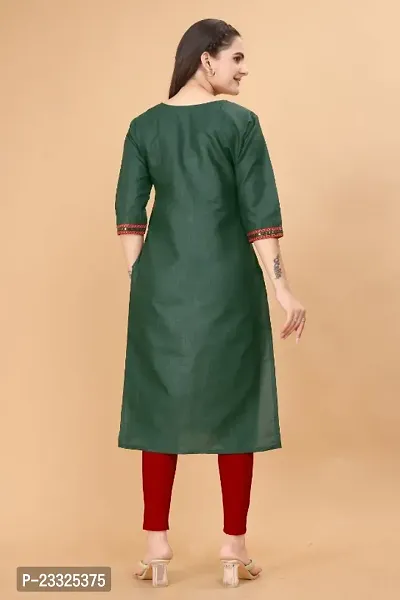 Stylish Green Cotton Blend Stitched Kurta For Women-thumb3