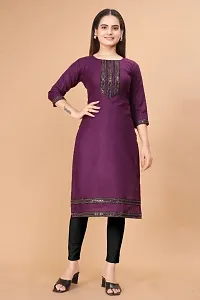 Women Cotton Blend Embroidery Straight Kurta For Women-thumb3