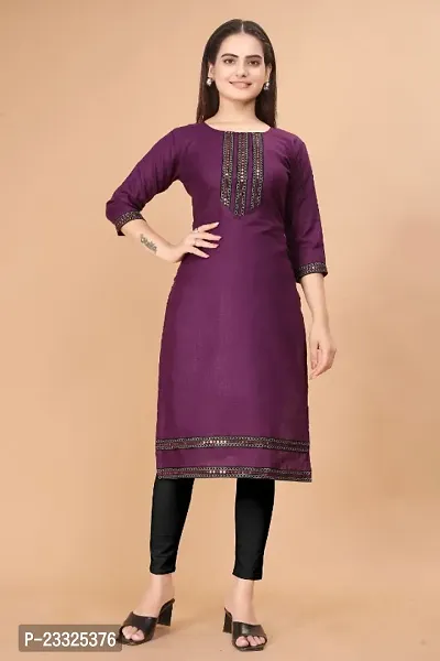 Stylish Purple Cotton Blend Stitched Kurta For Women-thumb4