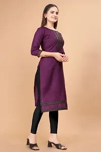 Stylish Purple Cotton Blend Stitched Kurta For Women-thumb4