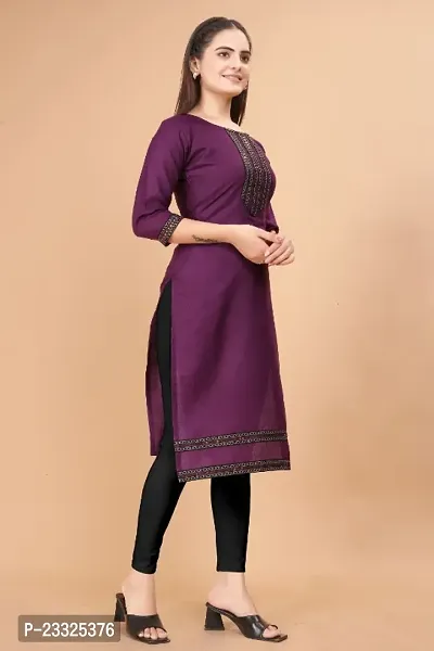 Women Cotton Blend Embroidery Straight Kurta For Women-thumb5