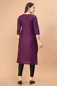 Stylish Purple Cotton Blend Stitched Kurta For Women-thumb1