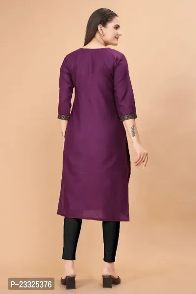 Women Cotton Blend Embroidery Straight Kurta For Women-thumb2