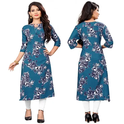 Stylish Crepe Printed Straight Kurti