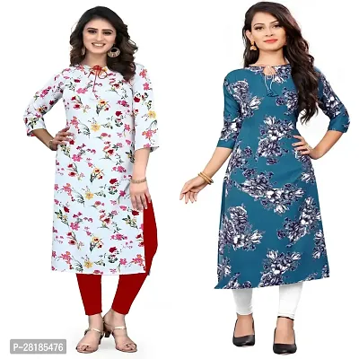 Multicoloured Crepe Printed Kurtas For Women Pack Of 2